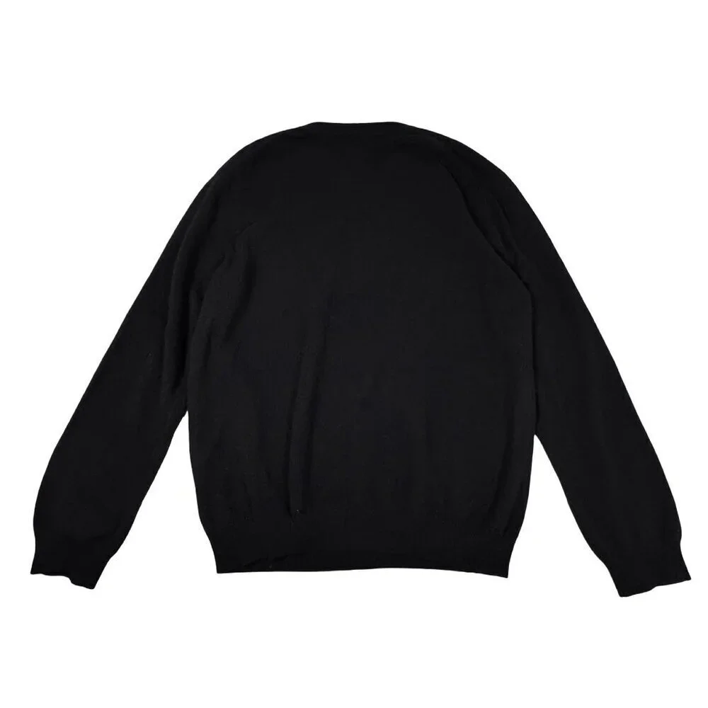 Turabury 100% Cashmere Mens V Neck Sweater Sz M Black Minimalist Preppy Work